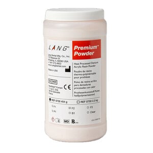 Lang Premium Denture Resin Heat Cure Powder, Clear, 5 lb (2.3 kg) Bottle