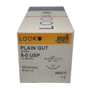 LOOK™ Sharpoint™ Sutures 5-0 Plain Gut Monofilament, C-6 3/8 Circle, Beige, 18 Inch, Pkg/12