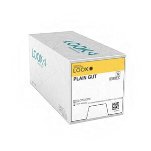 LOOK™ Sharpoint™ Plain Gut Absorbable Suture, 3-0, 27" (70 cm), C-6 Reverse Cutting 3/8 Circle Needle, Beige, 12/Box, 554B