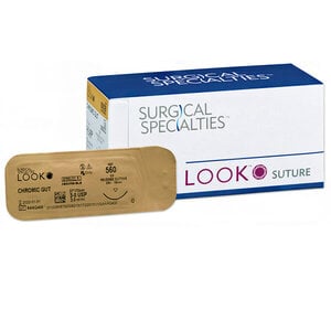 LOOK™ Sharpoint™ 3-0 Chromic Gut Suture, 27", C-6 3/8 Circle Needle, Undyed Beige, Pkg/12