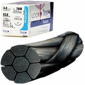 LOOK™ Sharpoint™ Sutures 3-0 Silk Braided C-6 3/8 Circle Black 18 Inch Pkg/12 (784B)