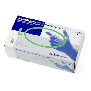 Medline SensiCare Nitrile Examination Gloves, Powder Free, Non-Sterile, Large, Blue