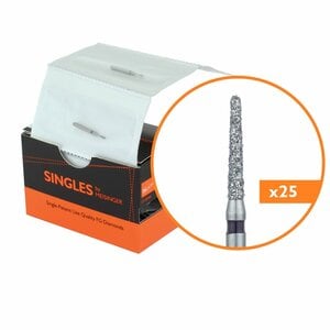 Meisinger 1114.6CS Diamond Disposable Round End Taper Bur, 1.4mm, X-Coarse, Short Shank, 25/Pk