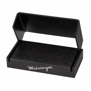 Meisinger Bur Block, Aluminum, 28 Hole, Black, for 28 FG Burs, Swivel Lid, Autoclavable, Each