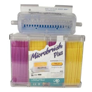 Microbrush Plus Micro-Applicators, Fine, Pink/Yellow, 400/Pk with Dispenser