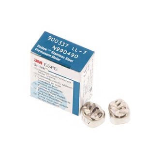 3M Unitek Permanent Stainless Steel Molar Crown, LL7, Refill Pack of 5