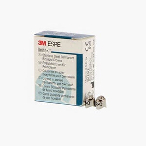 3M Unitek Permanent Stainless Steel Crown, Bicuspid, Lower Right, Size 0, Refill Pack of 5