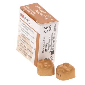 3M Unitek Gold Anodized Temporary Crown, Upper Right First Molar, Size 6 (UR-6), Pack of 5