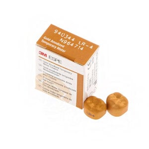 3M Unitek Gold Anodized Temporary Crown, Lower Right First Molar, Size 4, Pack of 5 (LR-4)