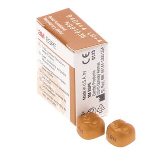 3M Unitek Gold Anodized Temporary Crown, Lower Right Second Molar, Size 4, Pkg/5, 2LR4