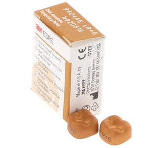 3M Unitek Gold Anodized Temporary Crown, Lower Right Second Molar, Size 6 (LR-6), Pkg/5