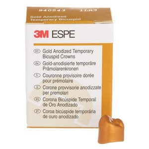 3M Unitek Gold Anodized Temporary Crown, Lower Right First Bicuspid, Size 3 (LR-3), Pkg/5