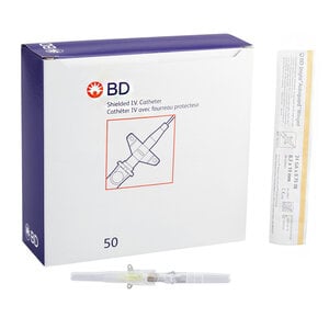 Becton-Dickinson Insyte Autoguard Winged Shielded IV Catheter, 24 Gauge, Yellow Hub, Safety, Each