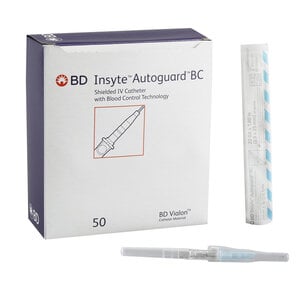 BD Insyte Autoguard IV Catheter, 22 Gauge, Blue, Box of 50