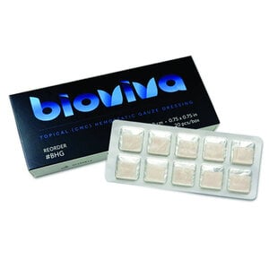 Bioviva Hemostatic Gauze Dressing, Soluble Cellulose, 0.75" x 0.75" (1.9 x 1.9 cm), 20/Box, BHG