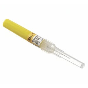Surflo IV Catheter, 24G x 3/4", PTFE, Yellow, 50/Box