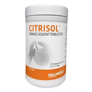 Citrisol Orange Solvent Towelettes, 9.5" x 12", 70/Canister, Palmero