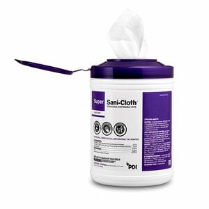 PDI Super Sani-Cloth Germicidal Disposable Wipes, Extra-Large, 7.5" x 15", 75/Canister