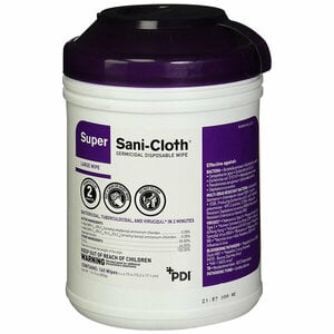 Super Sani-Cloth Germicidal Disposable Wipes, 6" x 6.75", 160/Canister