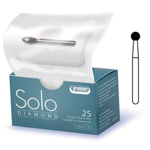 Solo Diamond® Single-Use Diamond Burs FG, Ball, 0123, 2.3mm, Coarse, Pkg/25