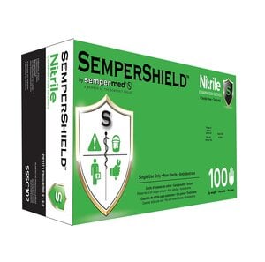 SemperShield Nitrile Exam Gloves, Powder Free, Textured, Small, Blue, 100/Box