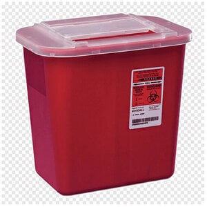 Sharps-A-Gator 2 Gallon Red Sharps Container with Clear Lid, 4 Bases & 4 Lids per Box