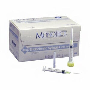 Cardinal Health 513 ED Endodontic Irrigating Syringe, 27 Gauge 1.25" Needle, 3cc, Disposable, 10/Box