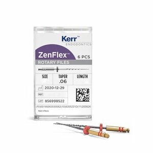 ZenFlex NiTi Rotary Shaping File, Size 20, 0.06 Taper, 25mm, 6/Pkg, 818-2202
