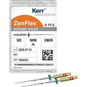 ZenFlex NiTi Rotary Shaping File, Size 25, 0.06 Taper, 21mm, 6/Pkg, 818-2251