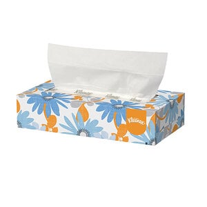 Kleenex Facial Tissue, White, 2-Ply, Flat Box, 125 Tissues per Box, Case of 12