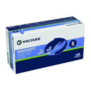 Halyard Aquasoft Nitrile Exam Gloves, Powder-Free, Non-Sterile, Blue, Extra Small, 300/Box