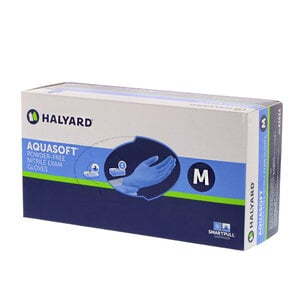 Halyard Aquasoft Nitrile Exam Gloves, Powder Free, Blue, Medium, 300/Box
