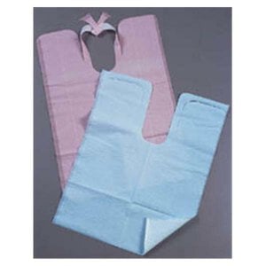 TIDI Everyday Polytowels Blue Tie-On Bib, 18" x 25", 1-Ply Tissue/Poly, 250 per Case