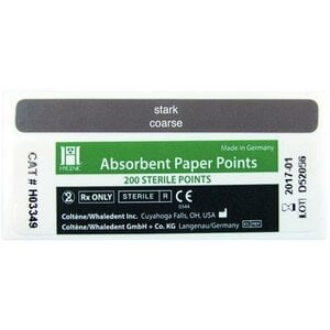 Hygenic Absorbent Paper Points, Coarse, White, Conventional Taper, Sterile, 200/Box, H03349