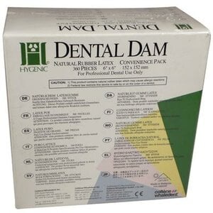 Hygenic 6" x 6" Medium Green Rubber Dental Dam, Package of 360, H04247