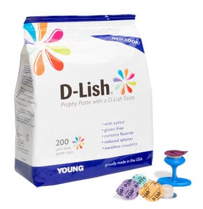 Young Dental D-Lish Prophy Paste, Medium Grit, Mint Flavor, Box of 200 Cups