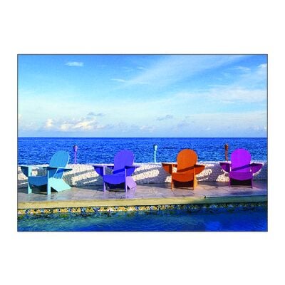 Summer 4-Up Laser Postcards, Colorful Chairs By Pool, 5-1/2" W x 4-1/4" H, 100/Pkg