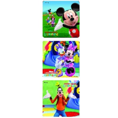 Licensed TV Cartoon Stickers, 2-1/2" W x 2-1/2" H, 6 Designs/Roll, 100/Roll - Mickey Mouse Clubhouse