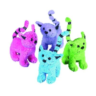 Plush Cats, 2-1/2" W x 4" H x 4" D, Assorted Colors, 12/Pkg