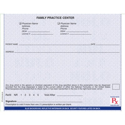 Patterson Tamper-Resistant Prescription Blanks, 1 Part, Personalized, 5-1/2 x 4-1/4, 100 Sheets/Pad, 5 Pads/Pkg, 01KF7R3W635MX9AH10WVC9BBF2