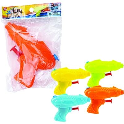Plastic Neon Grip Squirt Guns, Assorted Colors, 4" Long, 12/Pkg