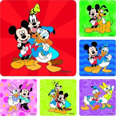 Licensed TV Cartoon Stickers, Disney Pals, 2-1/2" x 2-1/2", 6 Designs/Roll, 100/Roll