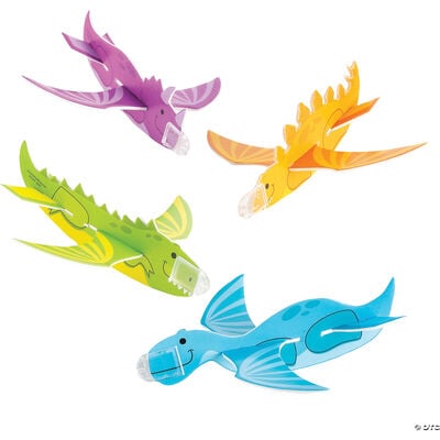 Dinosaur Glider Assortment, 7" W x 8" L, Assorted Colors, 48/Pkg