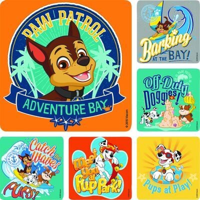 Licensed TV Cartoon Stickers, Paw Patrol, 2-1/2" W x 2-1/2" H, 6 Designs/Roll, 100/Roll
