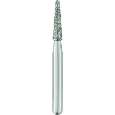 Patterson Disposable Diamond Bur, FG Short Shank, Medium Grit, Blue Ring, Cone Round Taper End #S855-016, 1.6 mm Diameter, 6.0 mm Length, 25/Pkg