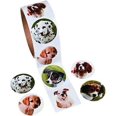 Animal/Dinosaur Circular 1.5 Stickers - Realistic Dogs, 100/Roll