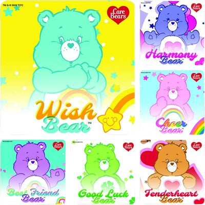 Care Bears Licensed TV Cartoon Stickers, 2-1/2" x 2-1/2", 6 Designs/Roll, 100/Roll