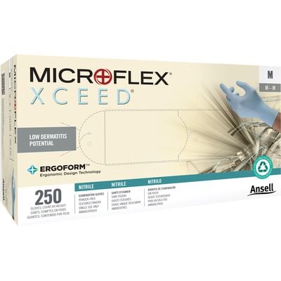 XCEED® Nitrile Examination Gloves, Powder Free, Latex Free, Non-Sterile, Large, Blue, 250/Box, XC-310-L