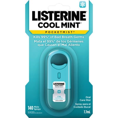 Listerine PocketMist Breath Freshener Spray, Cool Mint, 7.7 mL Bottle, 6/Pkg