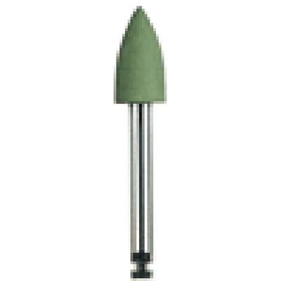NTI Green Silicone Polisher, Right Angle Latch, Flame Shape, Superfine Grit, Size 047, 10/Pkg